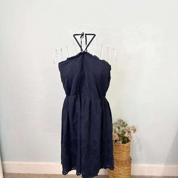 Vintage y2k Gorgeous flowy navy milkmaid off the shoulder babydoll top - Picture 1 of 6
